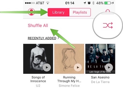 Как перетасовать все песни в приложении Музыка в iOS 9